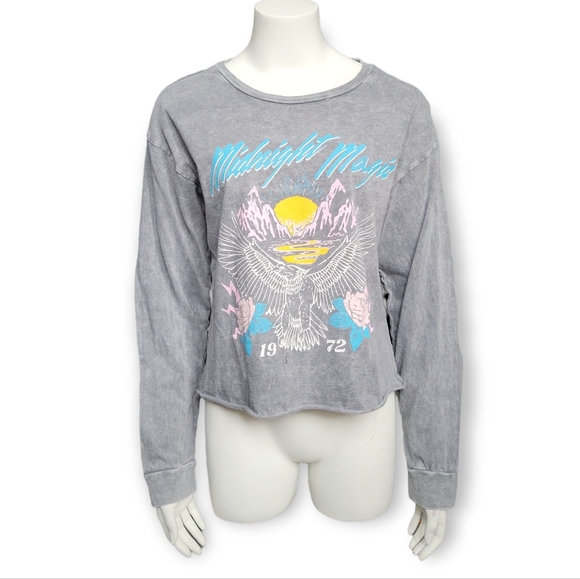 6/$14 Grayson Threads Longsleeve Raw Hem T Shirt size S Midnight Magic 1972